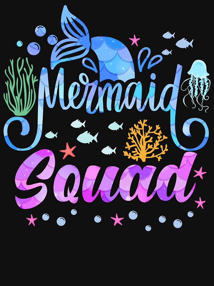 Squad Of The Birthday Mermaid Family Matching Party Squad by Deborah-Jones