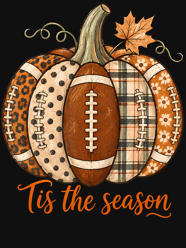 Football Pumpkin Tis The Season Leopard Checkered Game Day by RealestInternet