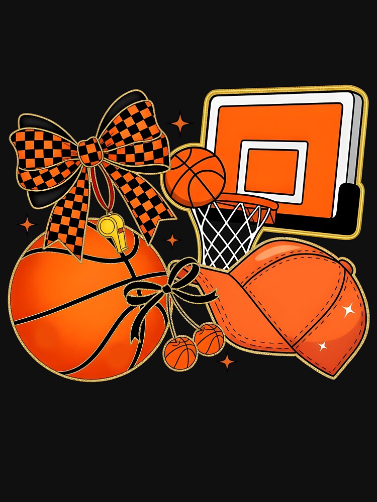 Checkered Basketball Coquette Bow Game Day Basketball by KroghDs