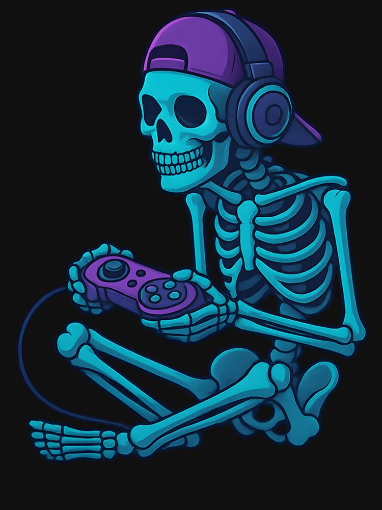Funny Skeleton Video Game Halloween Gaming Gamer Boys Men by MarlaMaloneShop