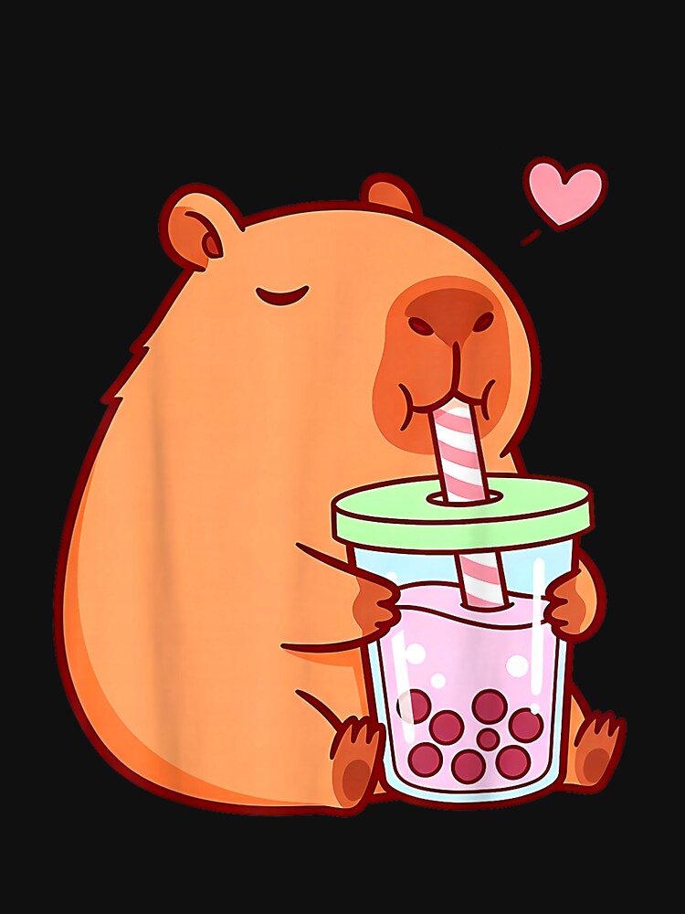 Cute Capybara Kawaii Anime Girls Drinking Boba Tea Lover Art for Men Women Kids , Capybara Gift Lover by DZIRI NAJAT
