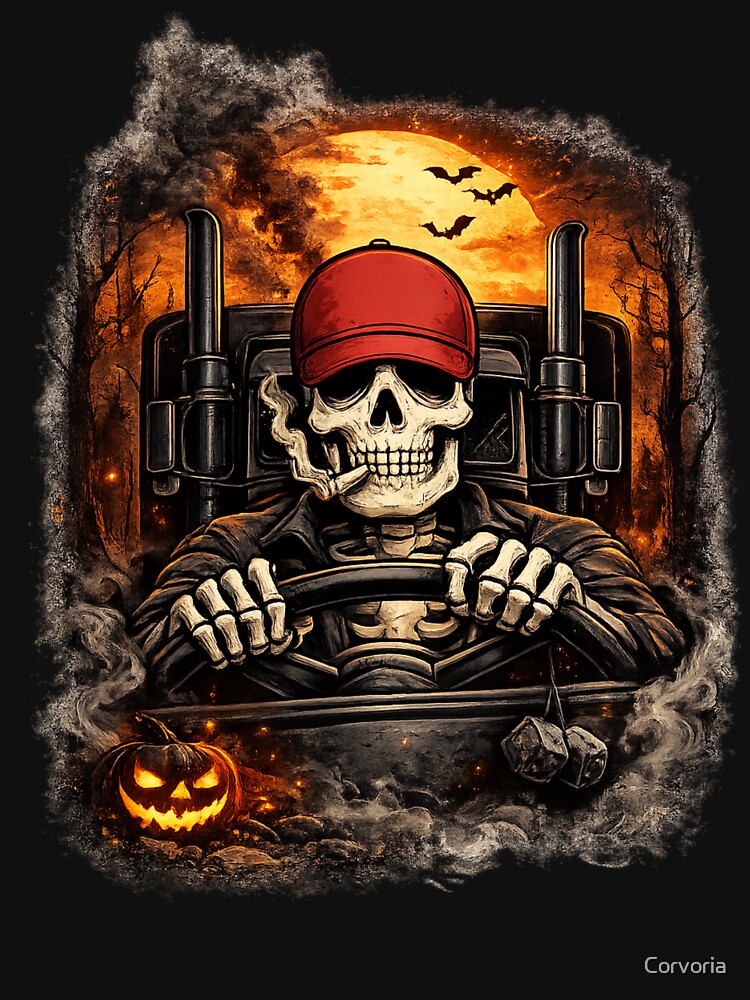 Skeleton Trucker Halloween Gift by Corvoria
