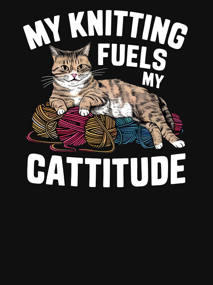 My Knitting Fuels My Cattitude Funny by HeadTurningArt