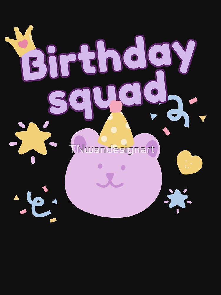 Birthday squad Girl party - cute kawaii pastel purple teddy bear by TNwandesignart