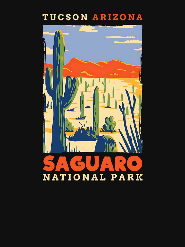 Saguaro US National Park Tucson Arizona Vintage Gift by Gennadim