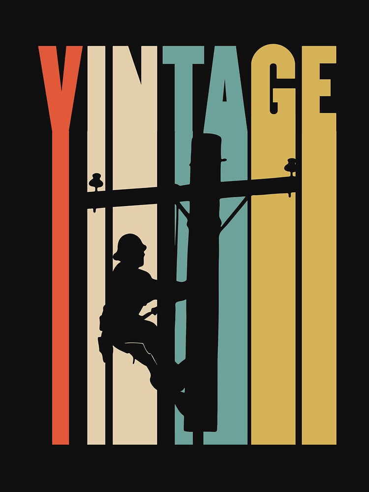 Vintage Lineman Fathers Day Gift by LubaArce