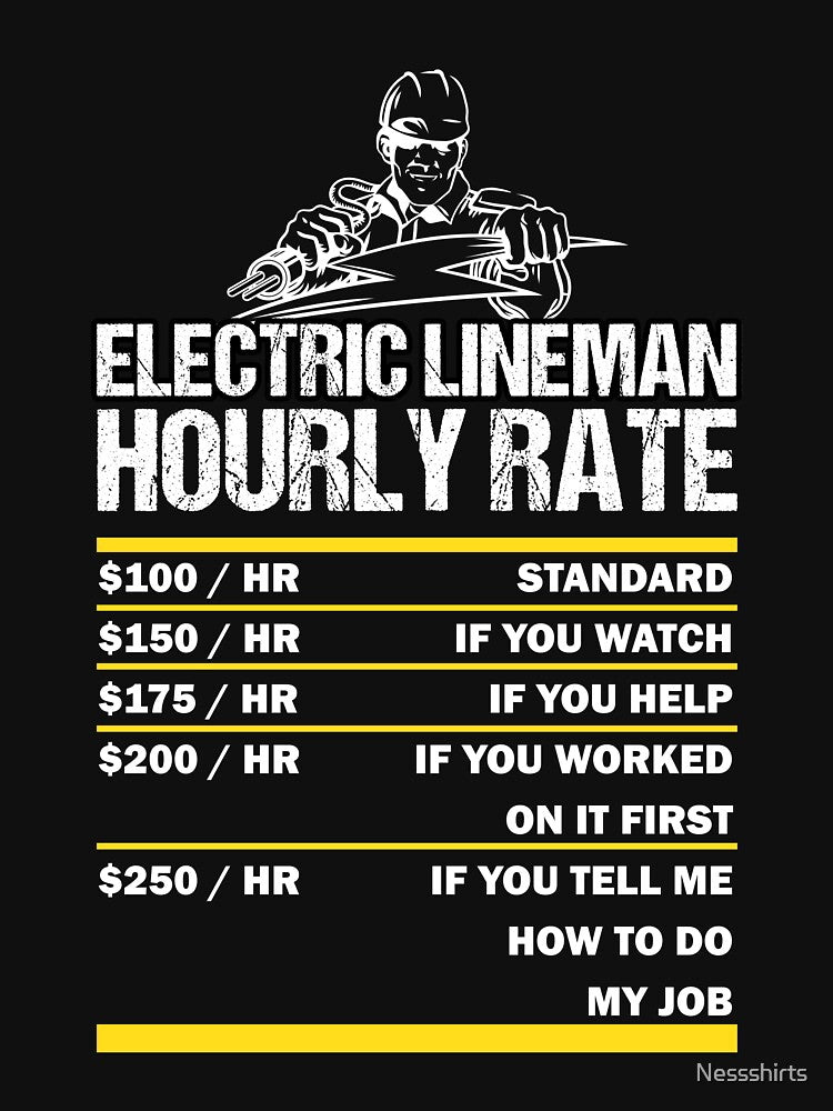 Electric Lineman Hourly Rate Lineman Electrical Skills by Nessshirts