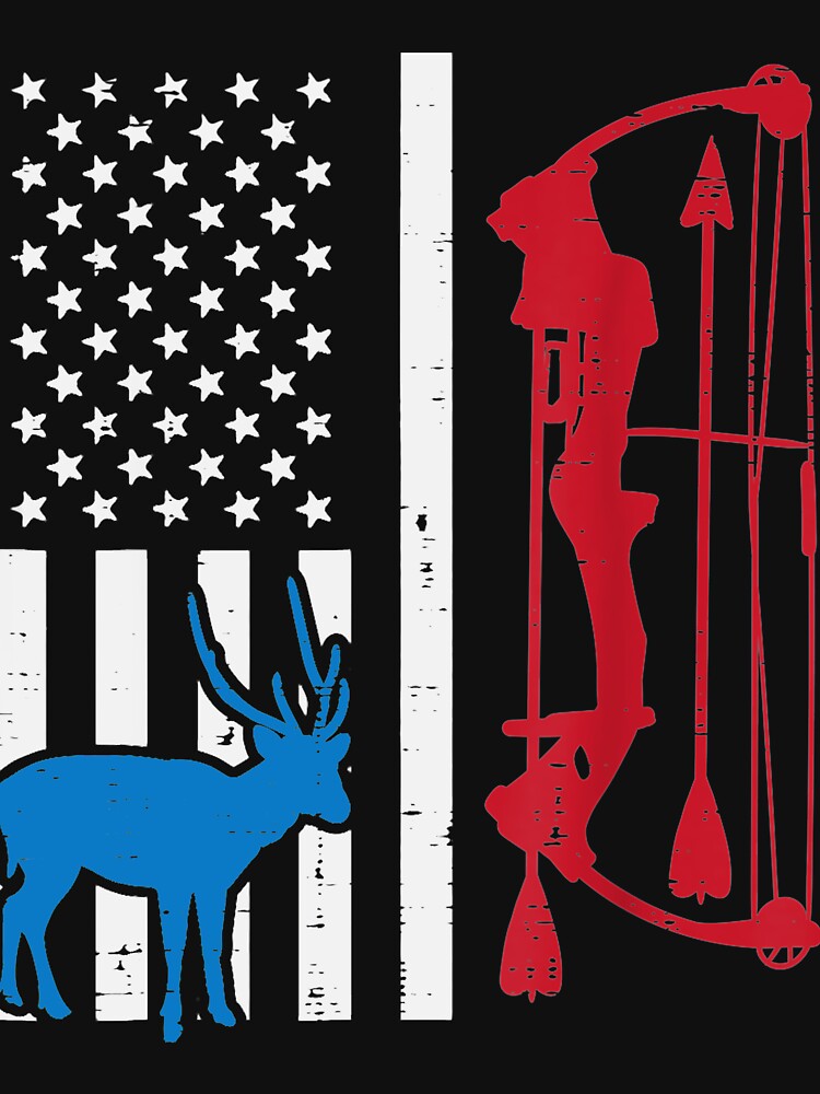 Flag Deer Bow Rifle Vintage Hunting Patriot Hunt Dad Archer by ScottSlade