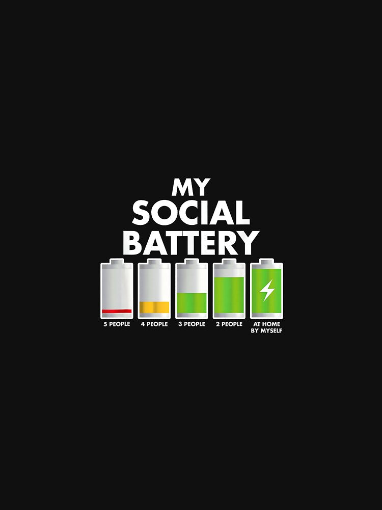 Funny Introvert Gift - My Social Battery With People by JohnVBurks