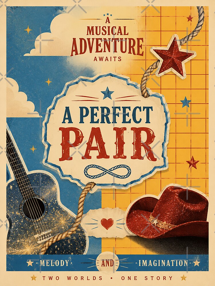 Cowgirl Dreams & Toybox Skies Vintage Poster by TT Design & Creative Studio