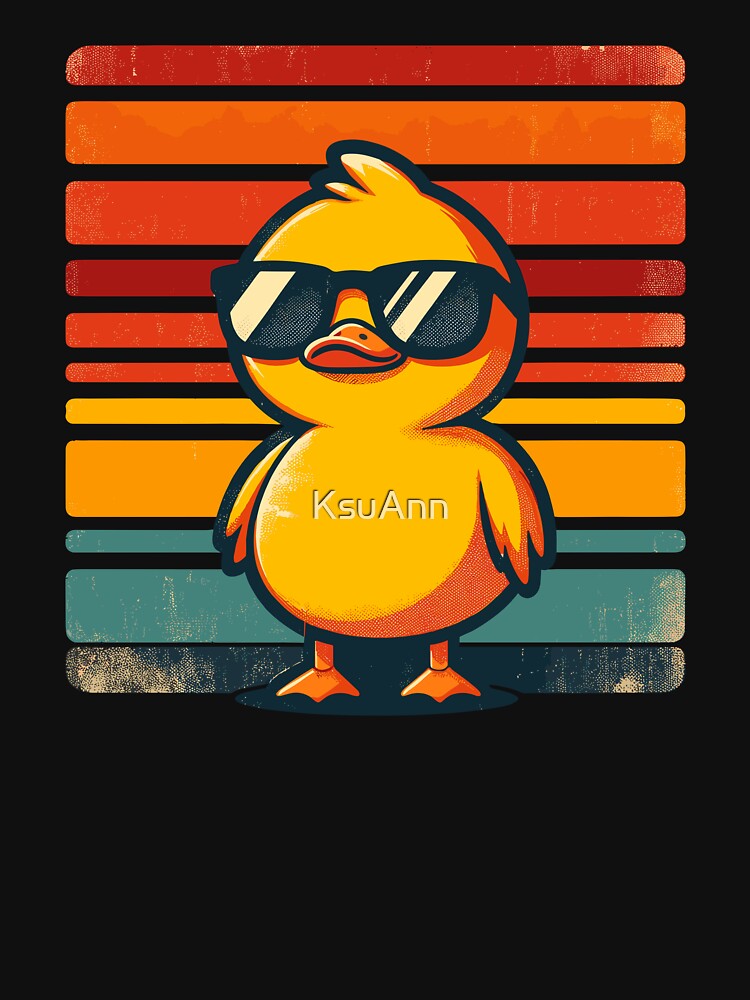 Cool Retro Yellow Duck in Sunglasses 70s 80s 90s Funny Duck by KsuAnn