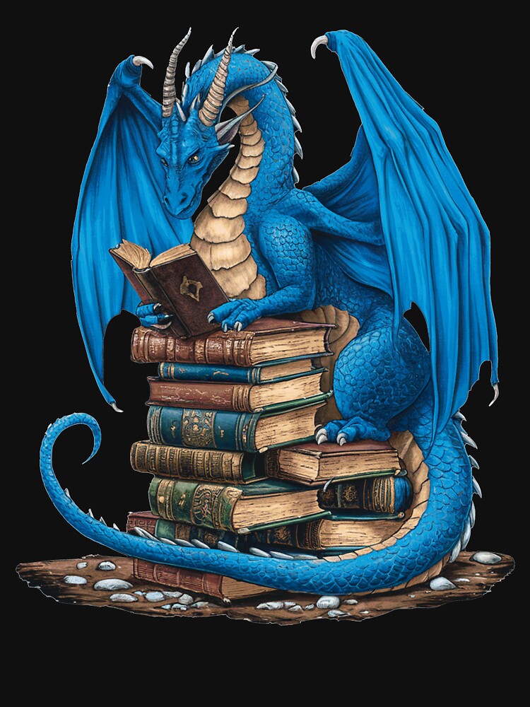Book Lover Bookworm Reading Books Dragon by BlueBerry-Pengu