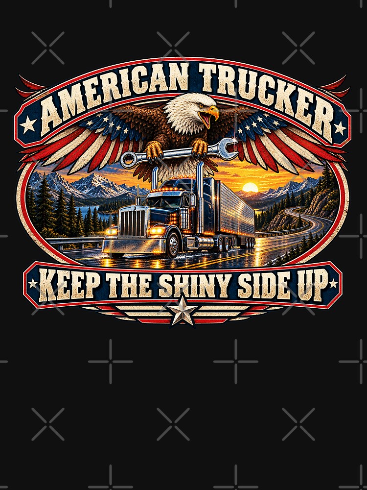 American Trucker Eagle - Highway Big Rig Art - Keep The Shiny Side Up by NomadForge