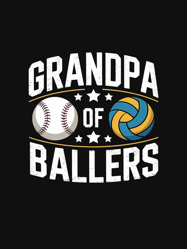 Grandpa Of Ballers Proud Baseball Volleyball Grandpa by MarkLeedsArt