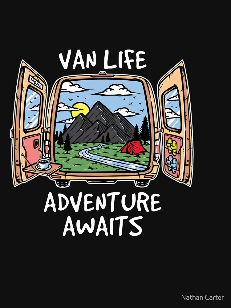 Adventure Awaits Van Life T Shirt - Mountain Nature Road Trip T-Shirt - Camping Shirt for Camper RV - Nature Lover Apparel - Nomad Shirt by CatchUriDesigns