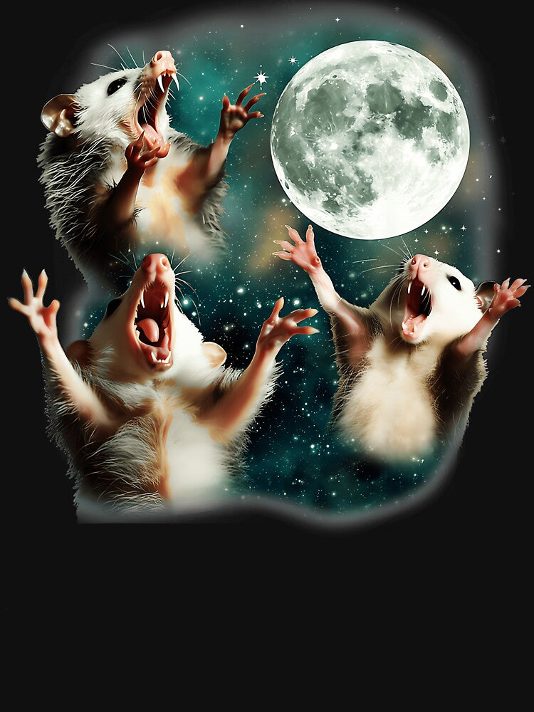Screaming Opossums Full Moon Wildlife Animal Lover by SanTiOmal