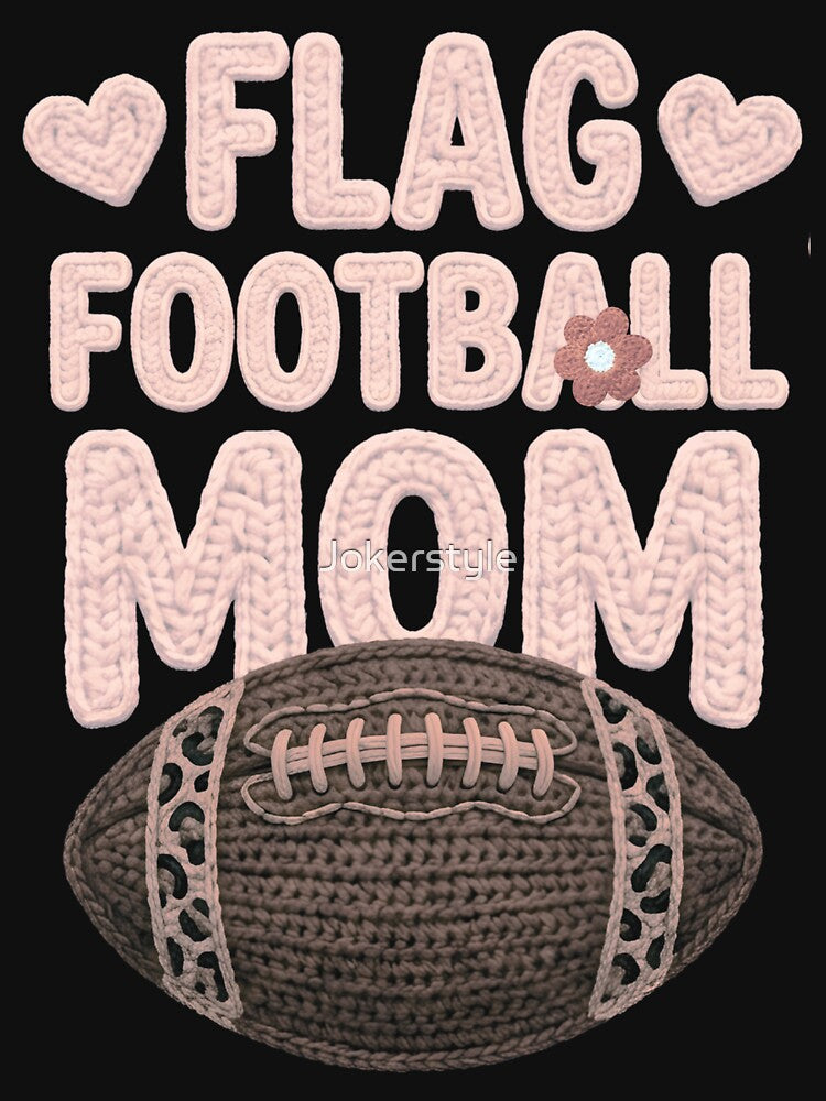 Flag Football Mom Funny Flag Football Player Mom Handmade Crochet Graphic by Jokerstyle