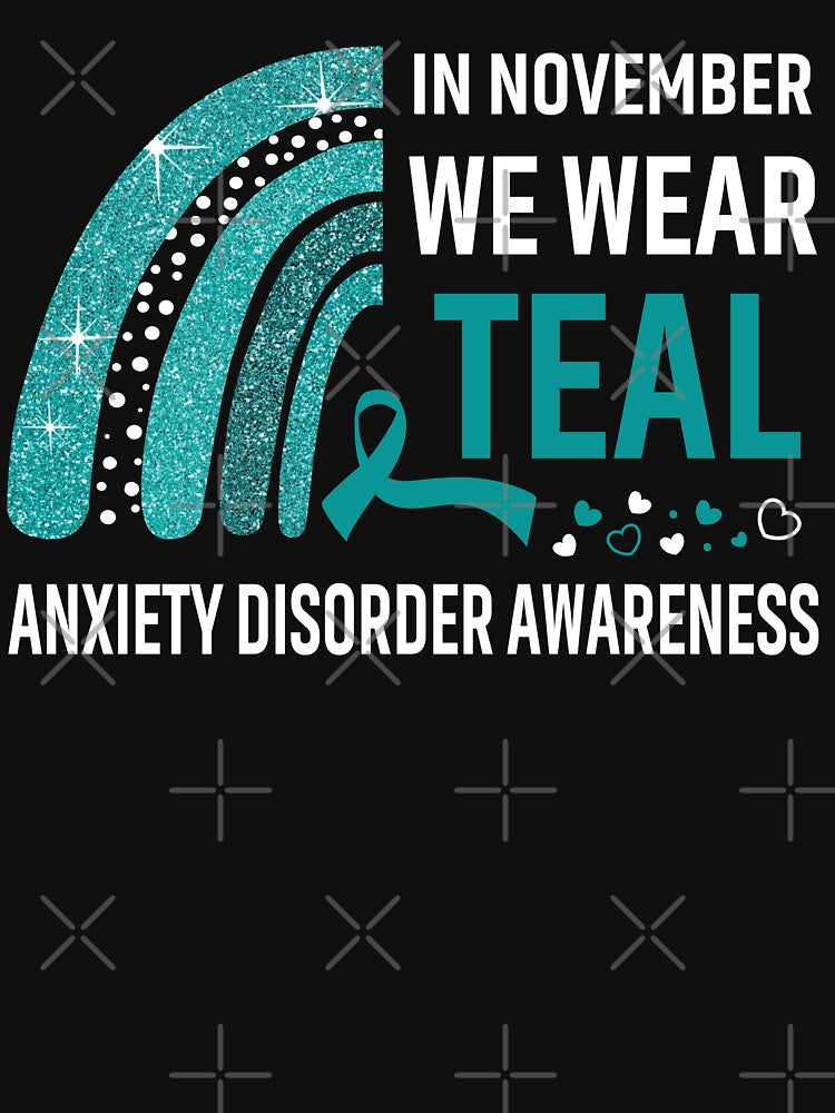 Rainbow In November We Wear Teal Anxiety Disorder Awareness by Mnrshirley