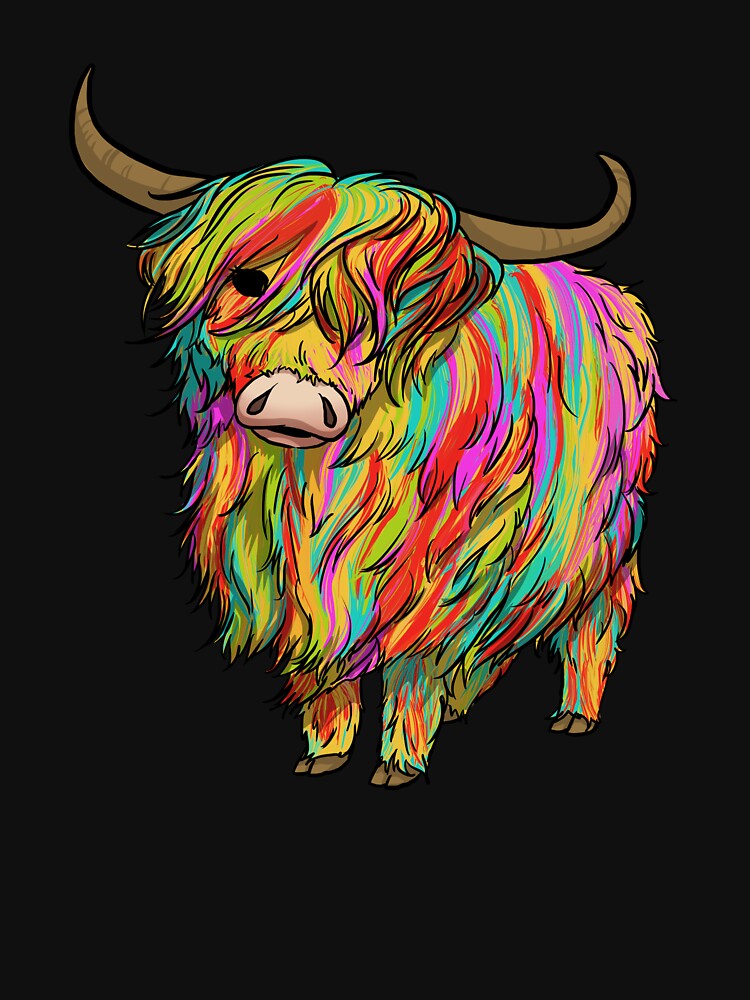 Colorful Highland Cow Gift Scottish Highland Cow Gear by DynamicDesign
