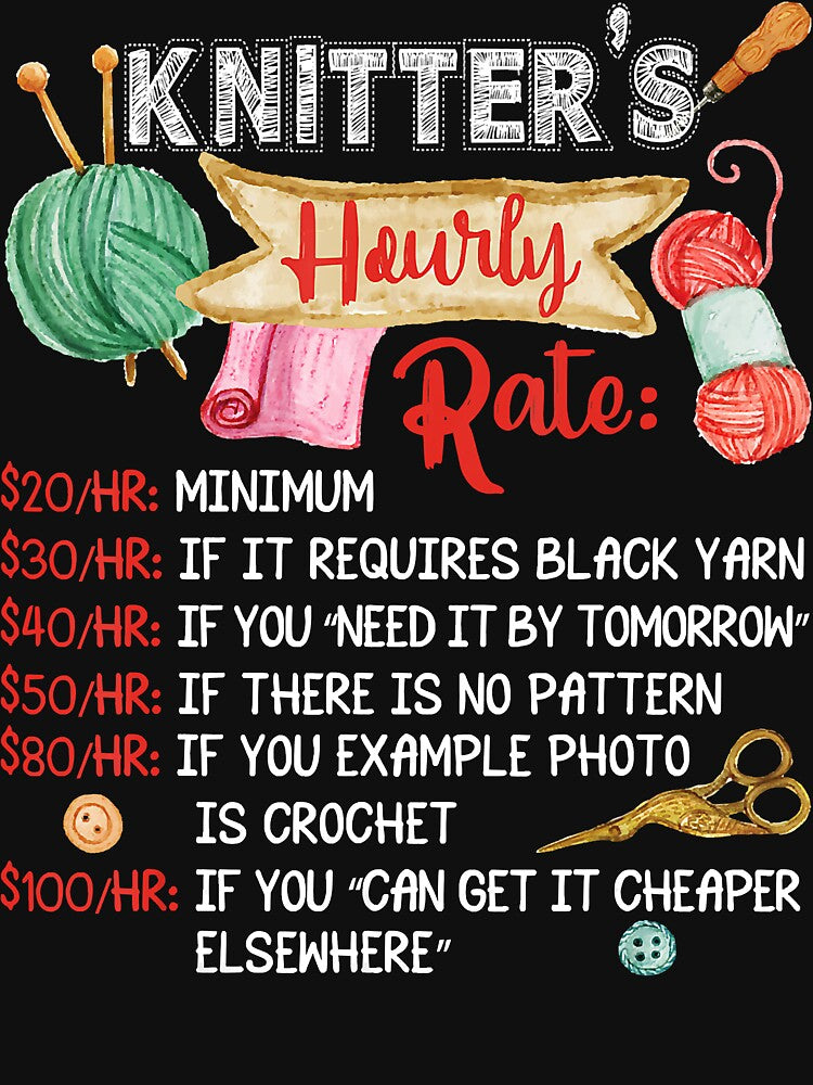 Knitter's Hourly Rate Knitting Lover Yarn Addict by ZhenKangFang