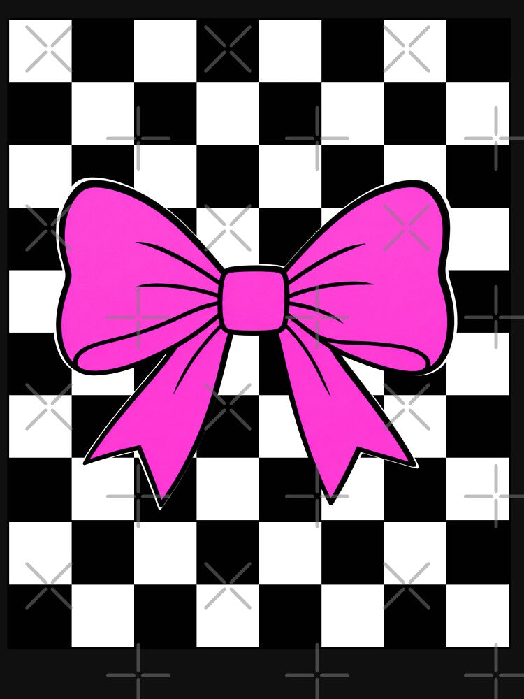 Cute Pink Bow Checkerboard Coquette Y2K by Aimetoi