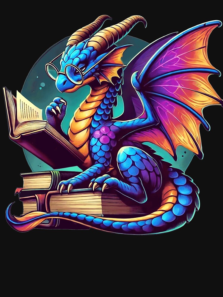 Dragon Reading a Book Bookworm Book Lover by BlueBerry-Pengu