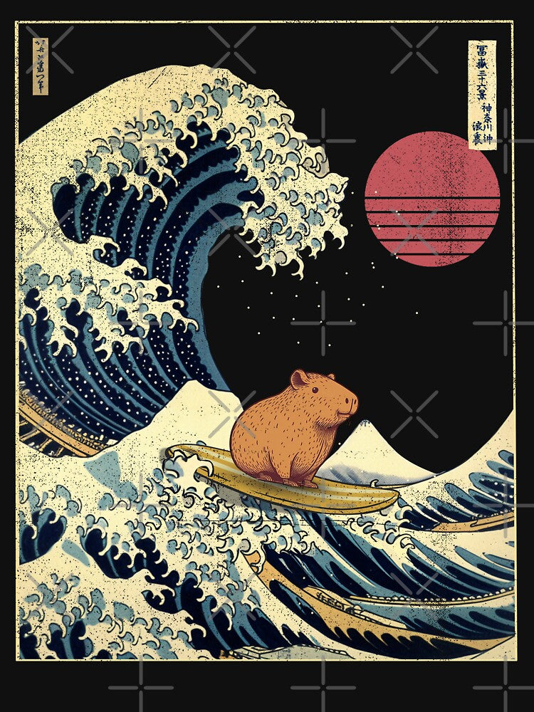 Capybara Kanagawa Japanese Surfing Wave by rafaeltto
