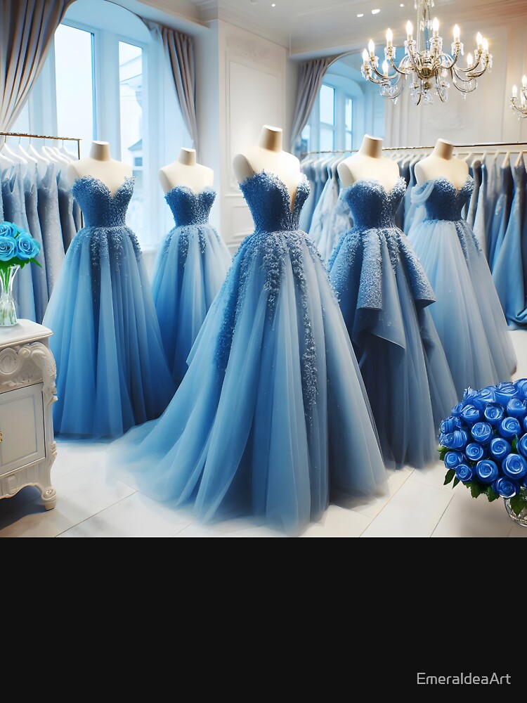 Blue bridesmaid dresses in a wardrobe wedding salon wallart by EmeraldeaArt