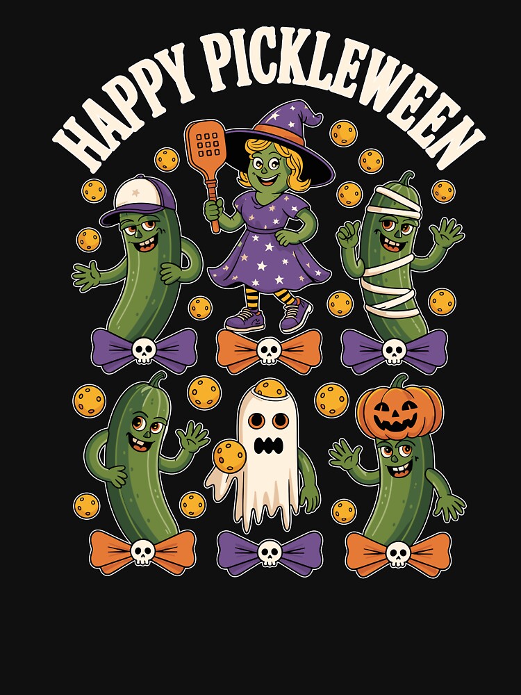 Funny Happy Pickleween Halloween Pickleball by Betsytiptoe