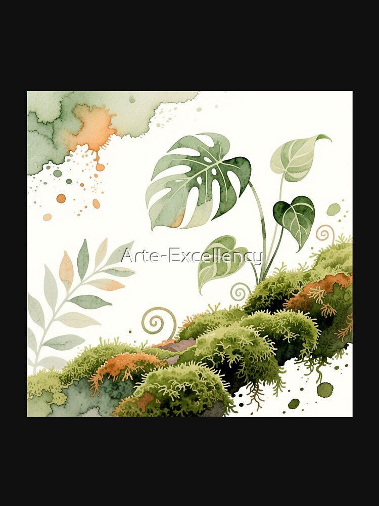 Mossy Mood Watercolor Art | Plant Parent Gift by Arte-Excellency