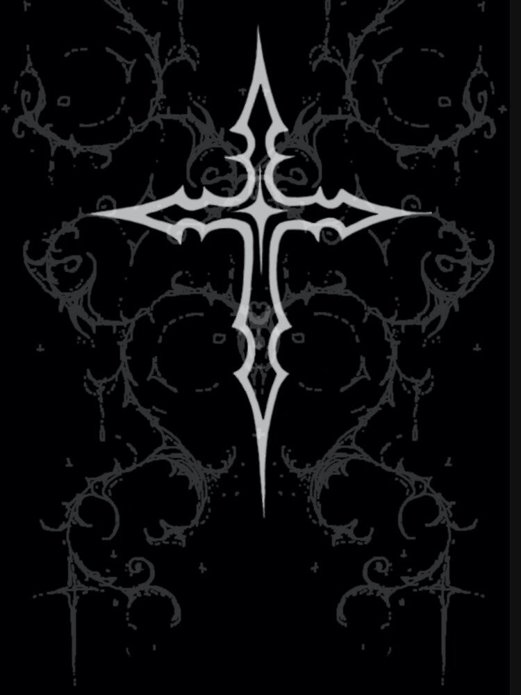 Cyber Sigilism Gothic Cross - Y2K Dark Aesthetic Spiky Graphic by BrontesWhimsyStore