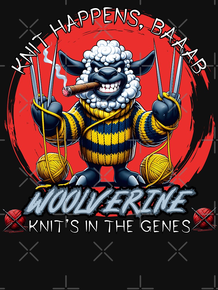 Woolverine Parody Knitting Sheep Wool Yarn Funny Pun Cartoon by André Botes