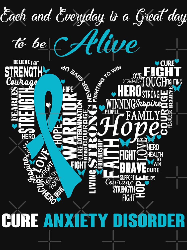 Butterfly Ribbon Cure Anxiety Disorder Awareness by Tadmab