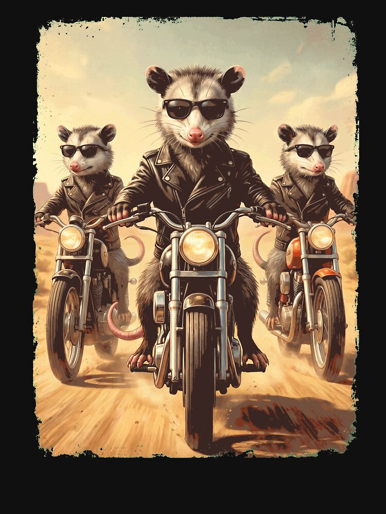 Funny Opossum Motorcycle Meme Animal Lover by DoodleTortle