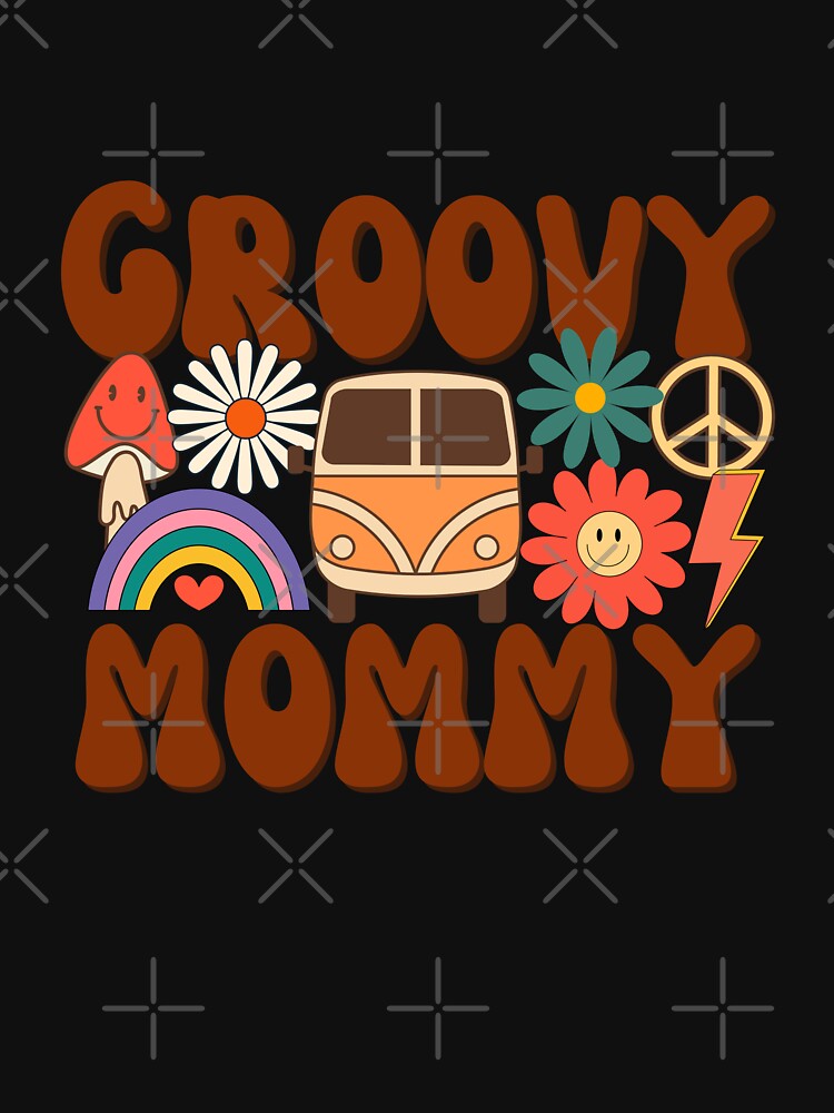 Retro Groovy 60s 70s Mommy Matching Family Mom Birthday Party Vintage T-Shirt by AUAINO