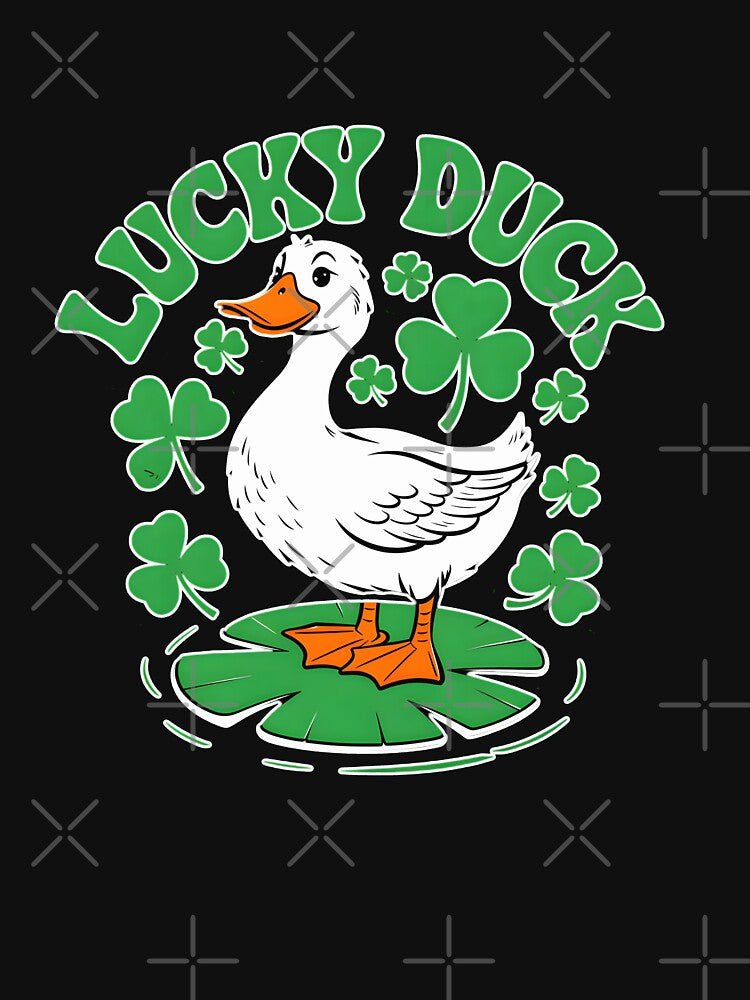 Cute Funny Cartoon Lucky Duck with Shamrocks Humor by ViktoonShirts