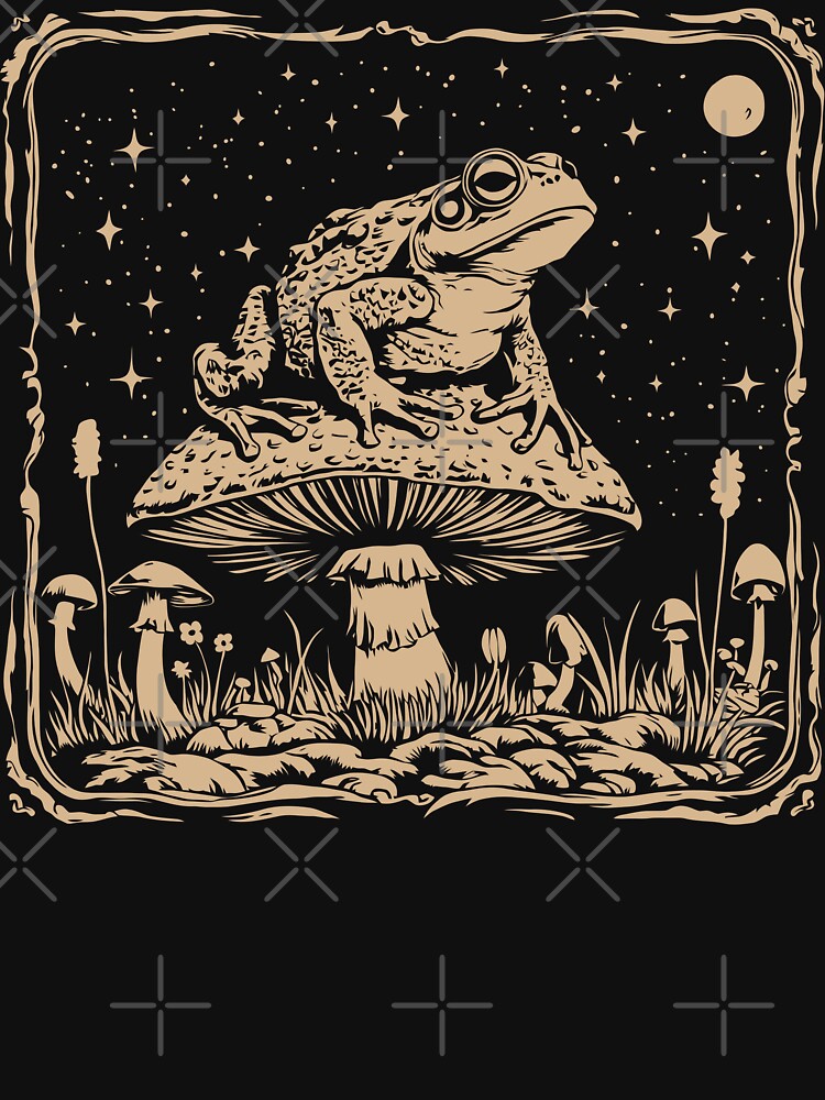 Frog on Mushroom Retro Celestial Forestcore by Y-Vibes Unisex