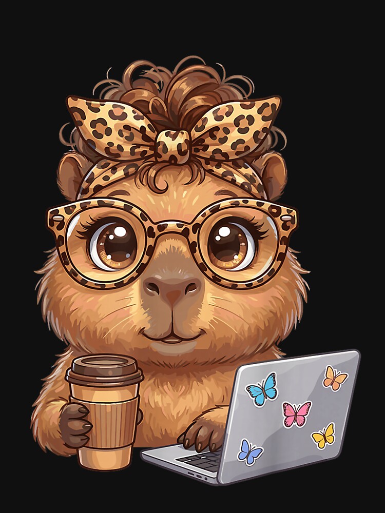 Cute Leopard Capybara Coffee Funny Nerd Women Girls Kids Art for Men Women Kids , Capybara Gift Lover by DZIRI NAJAT