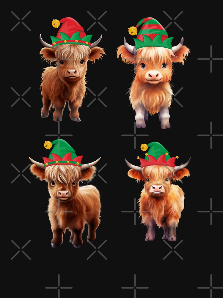 Christmas Elf Baby Highland Cows by TheAnimalZ00