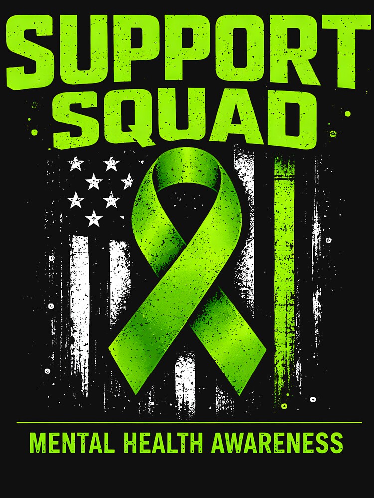 Support Squad Mental Health Awareness Shirt, Green Ribbon Mental Health Tee, Mental Health Support Gift, Awareness Shirt, Therapy Support T-Shirt by Artbyrome