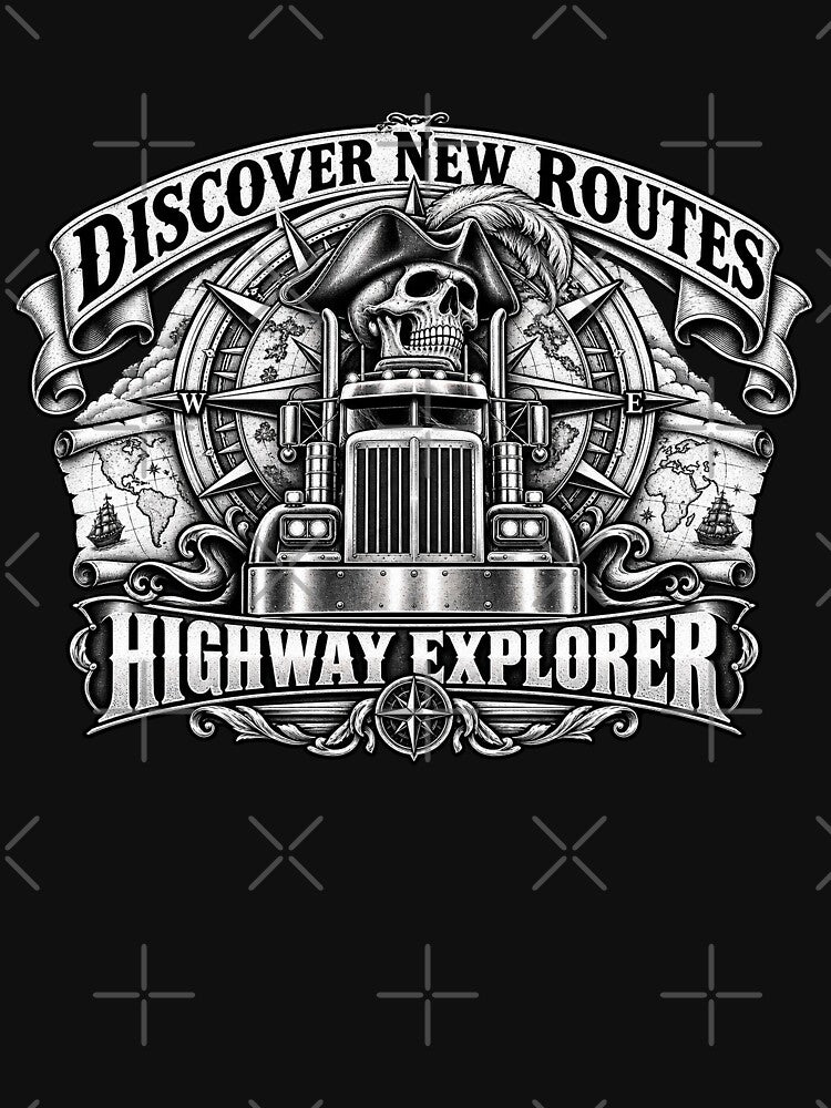 Discover New Routes | Highway Explorer | Skeleton Captain Semi Truck Art by NomadForge