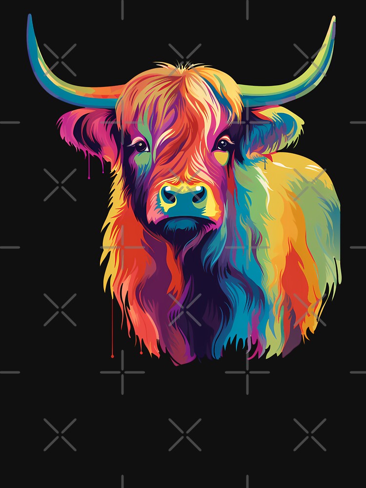 Colorful Pop Art Highland Cow by Ripper19
