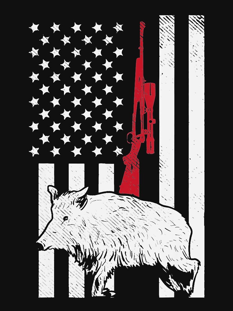 American Flag Rifle Hog Boar Pig Gun Hunting USA Hunter Gift by ScottSlade