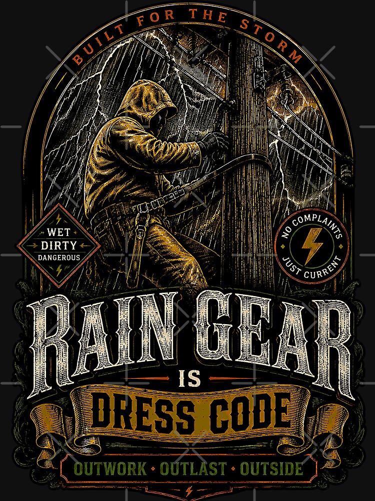 Heavy Storm Lineman Art - Rain Gear Is Dress Code by RoyalOrderGallery