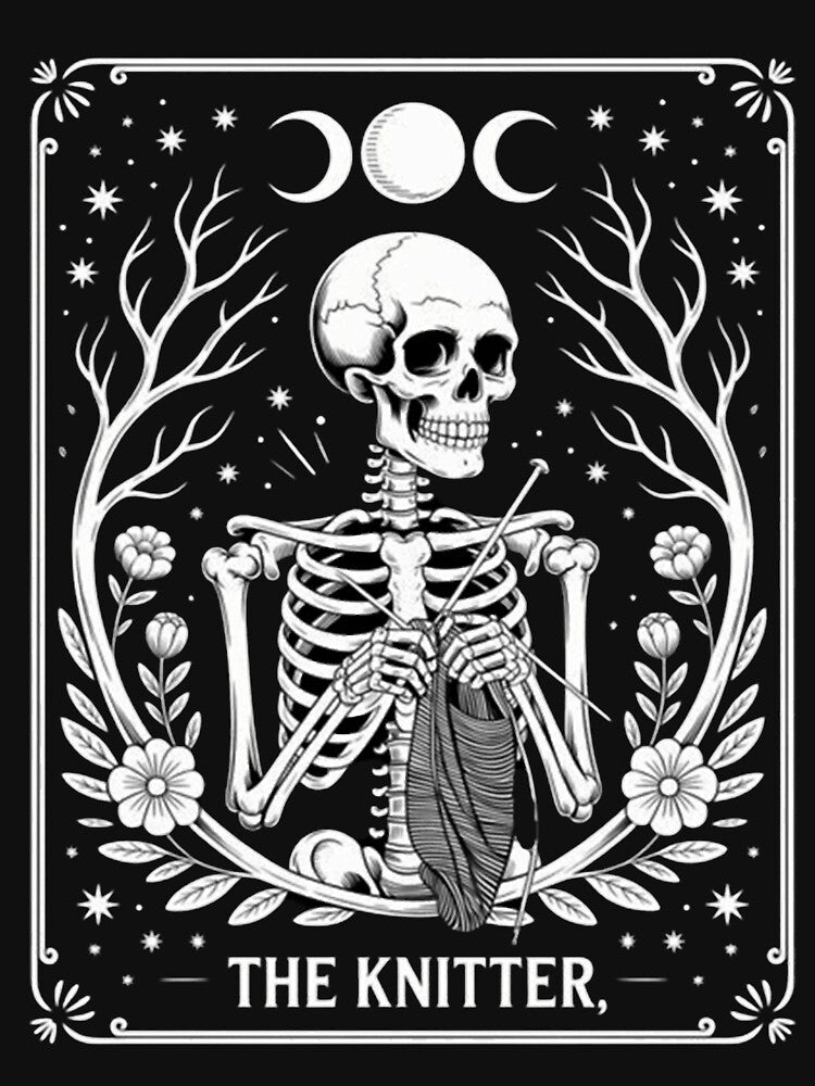 Tarot Card Skeleton Knitting Knitter Funny by saresublete