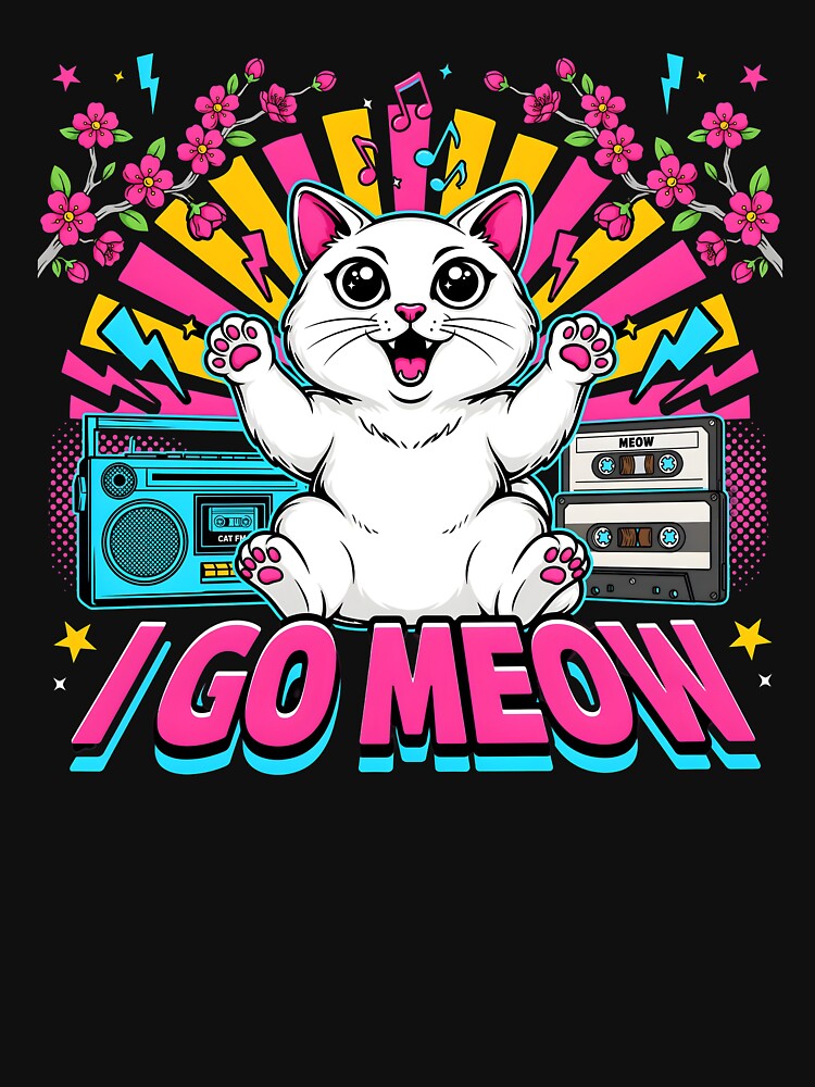 I Go Meow Retro Meme Vintage Singing Cat for Cat Lovers by Redgiant87x