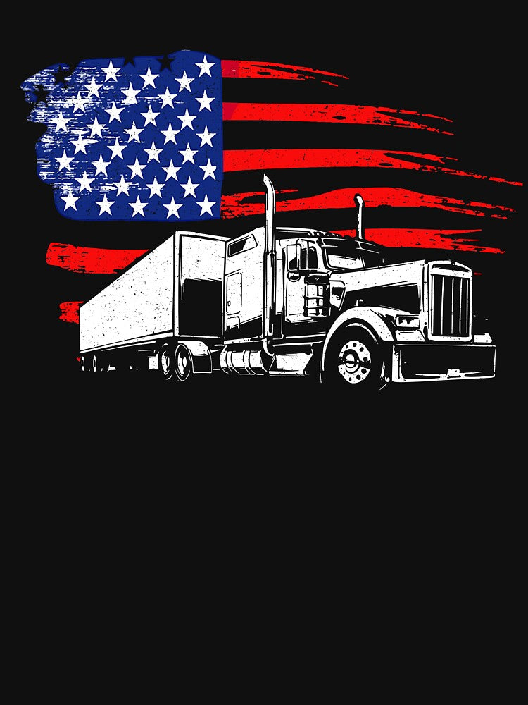 Trucker US Flag Tshirt by SunsetGloww