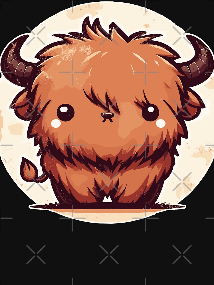 Kawaii Scottish Hairy Highland Cow by TomFrontierArt