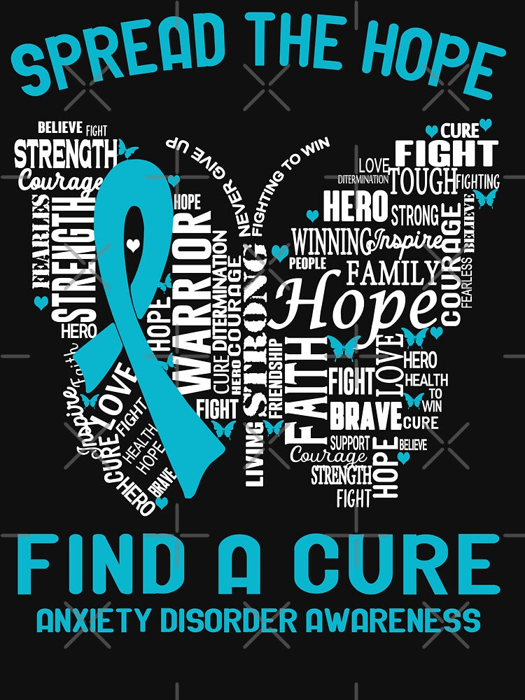Butterfly Ribbon Spread The Hope Find A Cure Anxiety Disorder Awareness by Tadmab