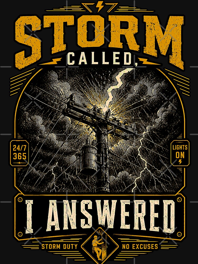 Retro Lineman Engraving - Storm Called I Answered by RoyalOrderGallery